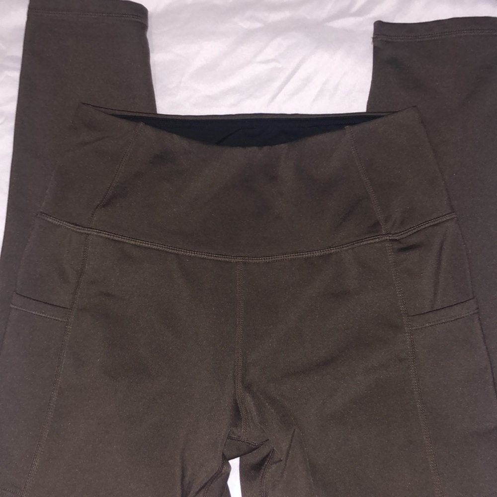 Athlio Green/Brown High-Waisted Yoga Running Leggings S